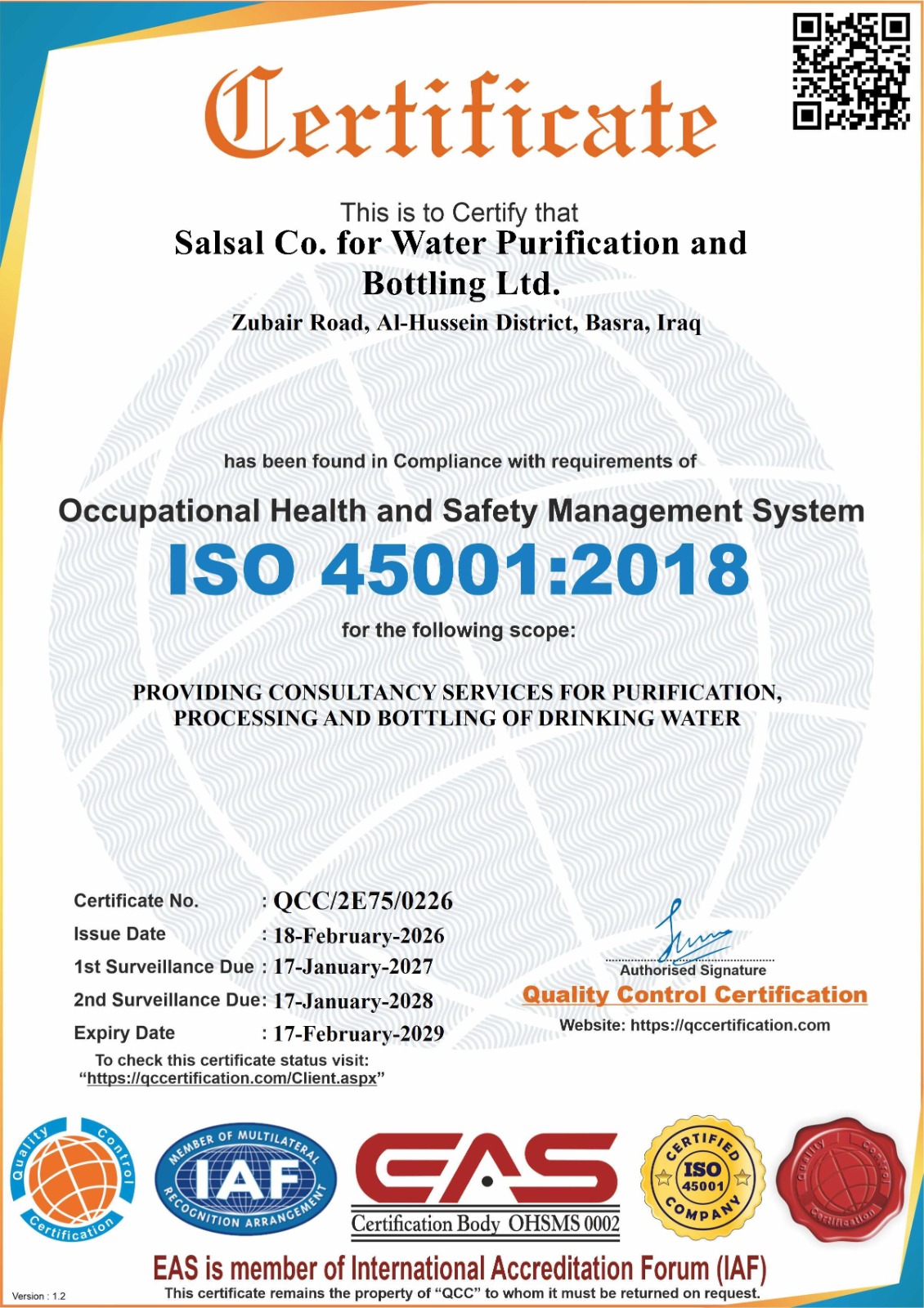 ISO 45001 Certificate